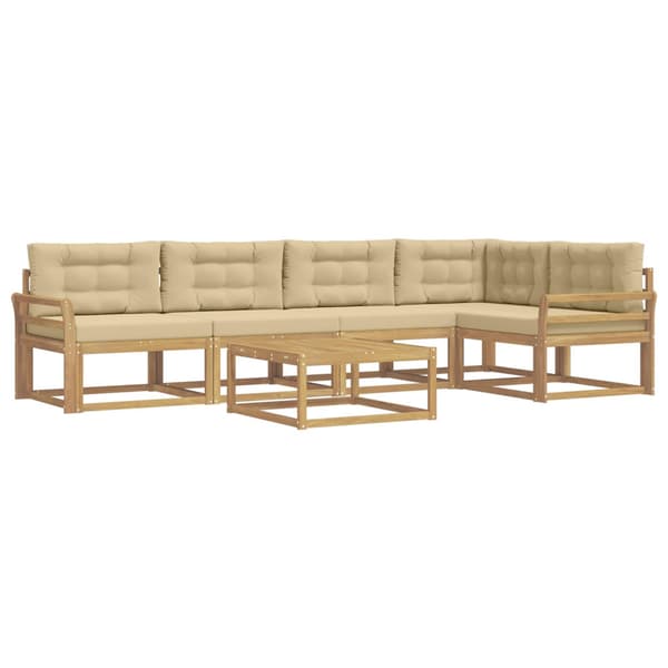 Utomhussoffset 6 pcs Vit och Beige 79 x 79 x 37 cm Polyester