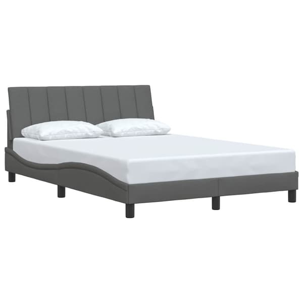 Bed Frame without Mattress "Hanko" Dark Grey 140x190 cm Fabric
