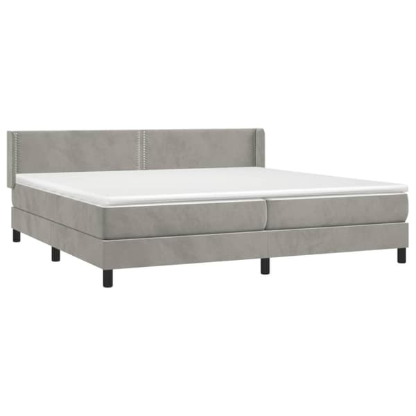 Ramsäng med madrass ljusgrå 200x200 cm sammet
