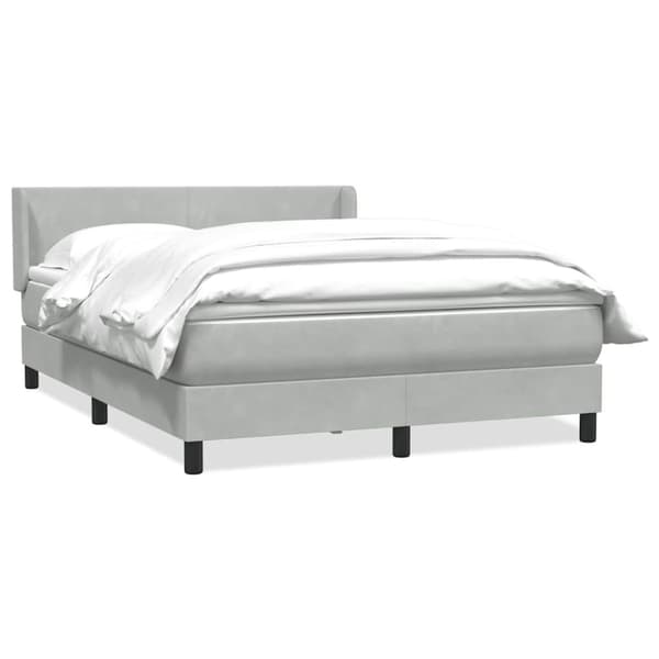 Ramsäng med madrass ljusgrå 160x210 cm sammet