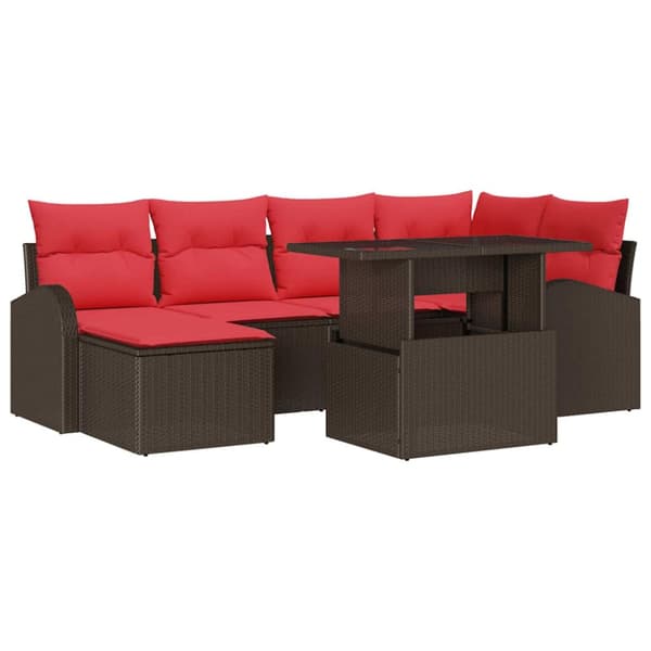 Trädgårdsoffset med lagring 7 pcs Brun Poly rattan