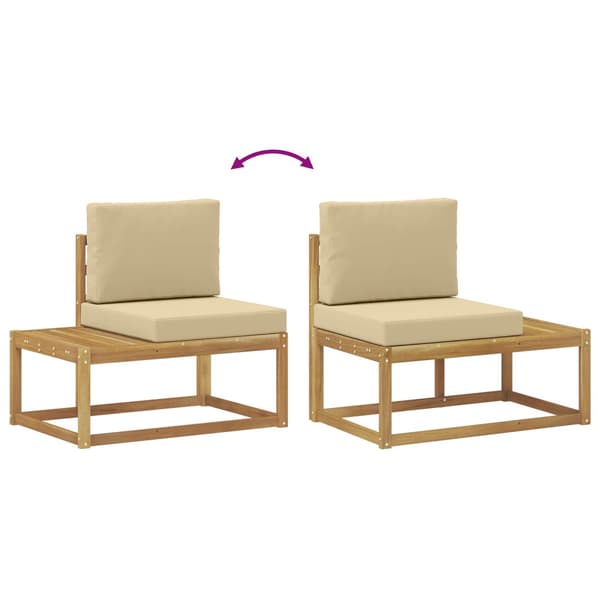 Utomhussoffset med kudde 3 pcs Vit och Beige Polyester