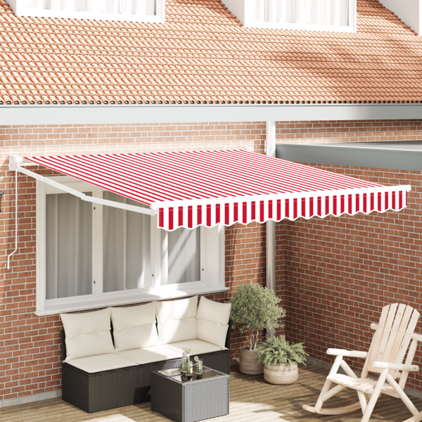 Utfällbar markis Röd och Vit 350 x 250 cm