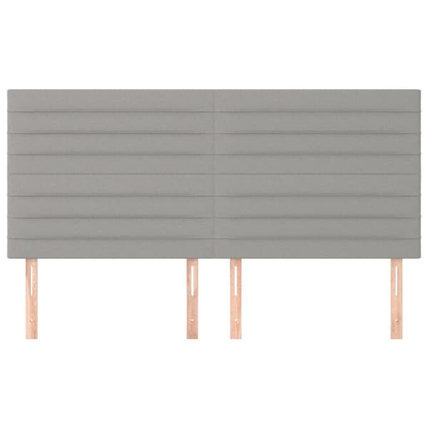 Sänggavel ljusgrå 200x5x118/128 cm tyg
