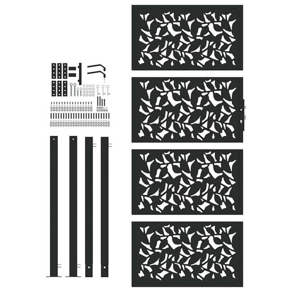 Trädgårdsgrind svart 100x200 cm stålbladsdesign