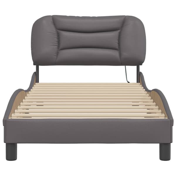 Bed Frame with LED without Mattress "Hvar" Grey 90x200 cm