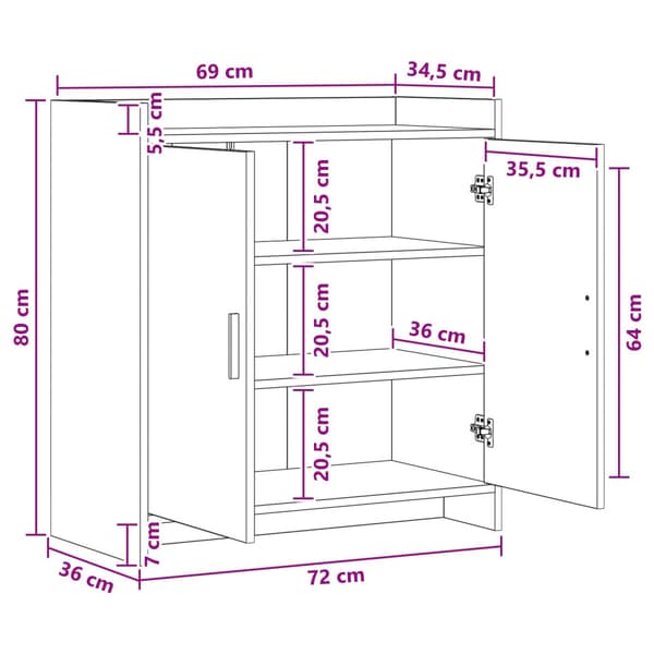 Sideboard Rökt ek 72 x 36 x 80 cm Konstruerat trä