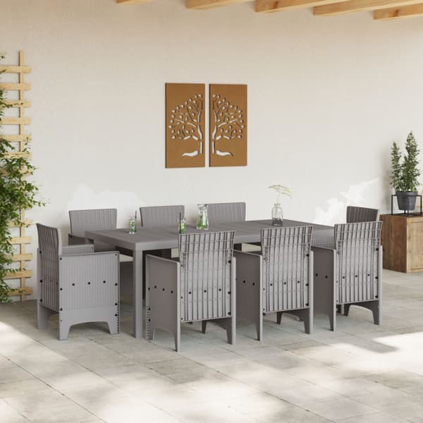 Trädgårdsmöbelset 9 pcs Ljusgrå Polypropylen