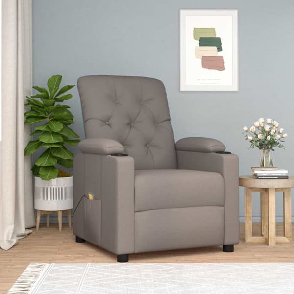 Massagefåtölj taupe tyg
