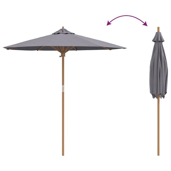 Trädgårdsparasol Mörkgrå Ø 270 x 260 cm Bambu