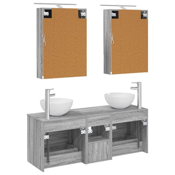 Badrumsmöbelset 5 pcs Grå Sonoma Konstruerat trä och glas
