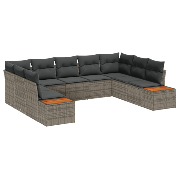 Trädgårdsoffset med kudde med lagring 5 pcs Grå Polyrattan