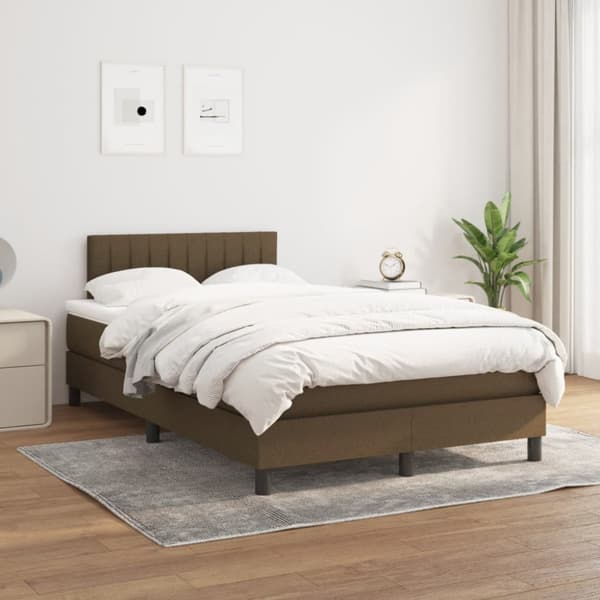 Ramsäng med madrass mörkbrun 120x190 cm tyg