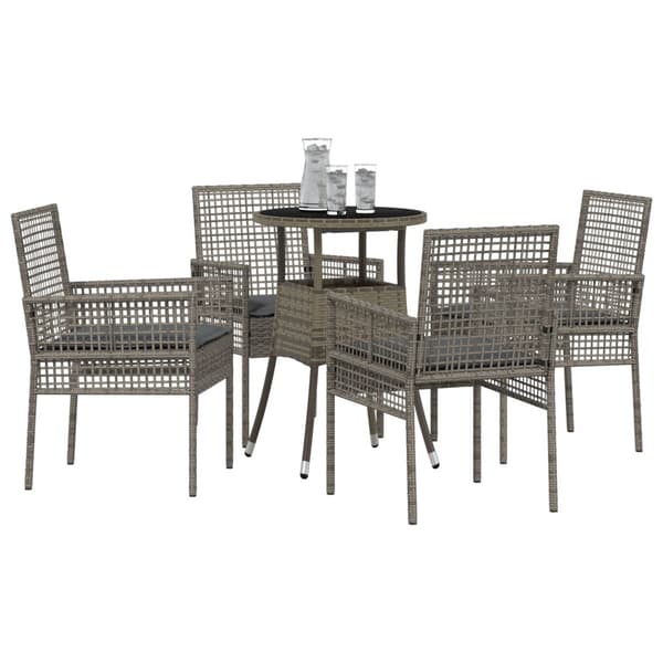 Trädgårdsmöbelset 5 pcs Grå konstrotting