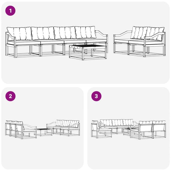 Utomhussoffset 7 pcs Vit och grädde 79 x 79 x 37 cm