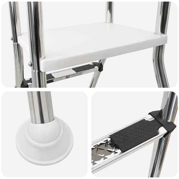 Stege för ovanmarkspool 100 cm 3-Step Rostfritt Stål 304 Silver