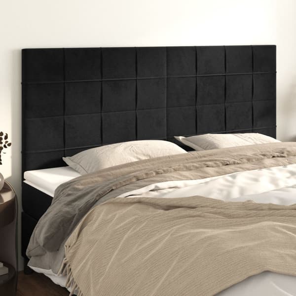 Sänggavel svart 200x5x118/128 cm sammet