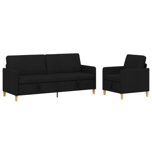Soffgrupp med förvaring 2 pcs Svart Polyester