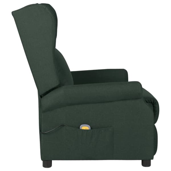Massagefåtölj mörkgrön tyg