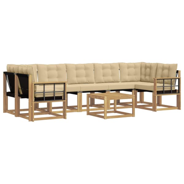 Utomhussoffset med kudde 8 pcs Vit och Beige