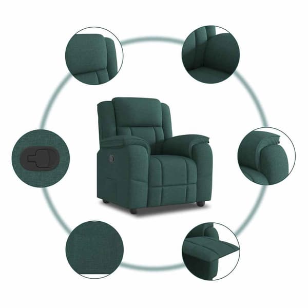 Reclinerfåtölj mörkgrön tyg