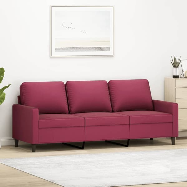 3-sitssoffa vinröd 180 cm sammet