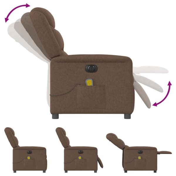 Elektrisk massagefåtölj brun tyg