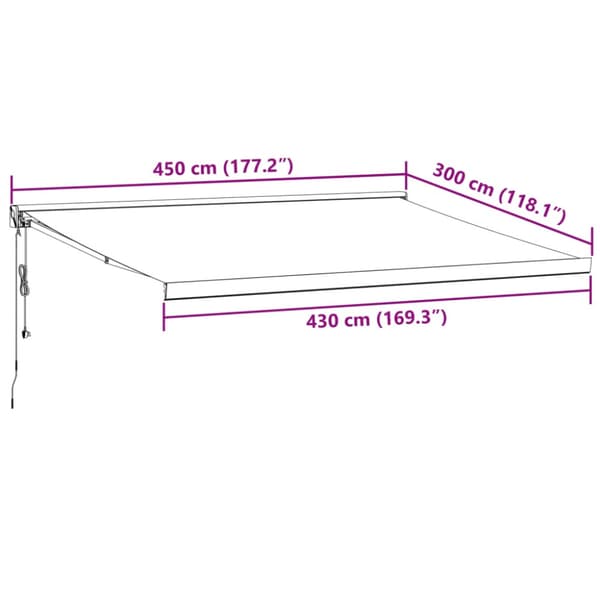 Markis automatiskt infällbar 450x300 cm brun