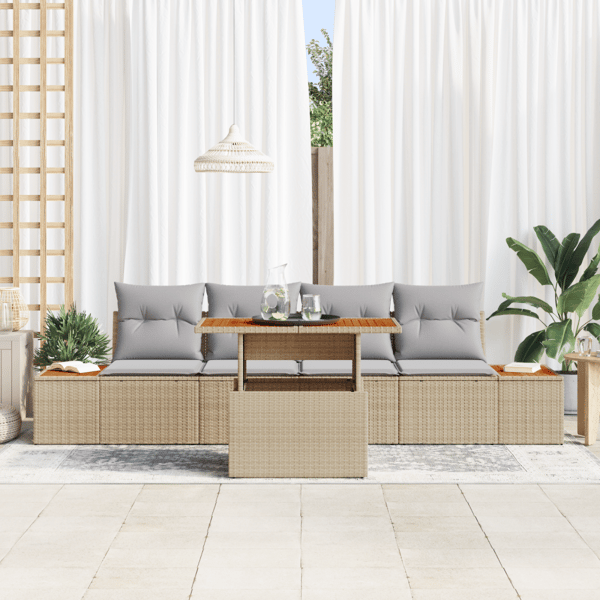 Trädgårdsoffset med lagring 5 pcs Beige Poly rattan