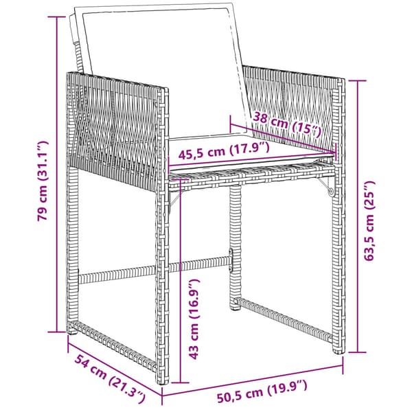 Trädgårdsmöbelset 5 pcs Svart konstrotting