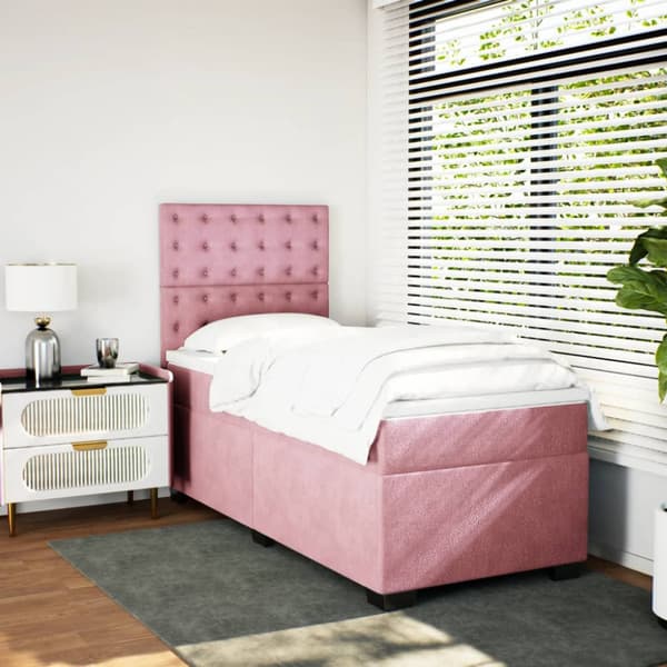 Ramsäng med madrass rosa 80x200 cm sammet