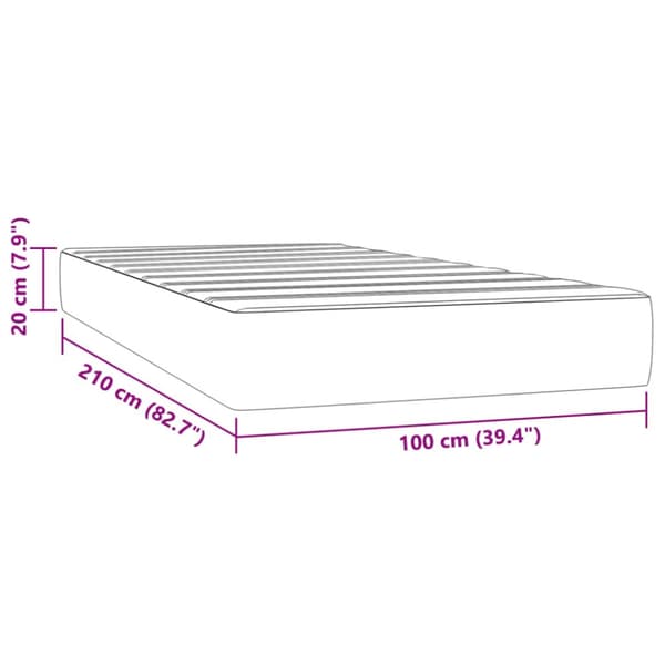 Pocketresårmadrass medium ljusgrå 100x210x20 cm sammet
