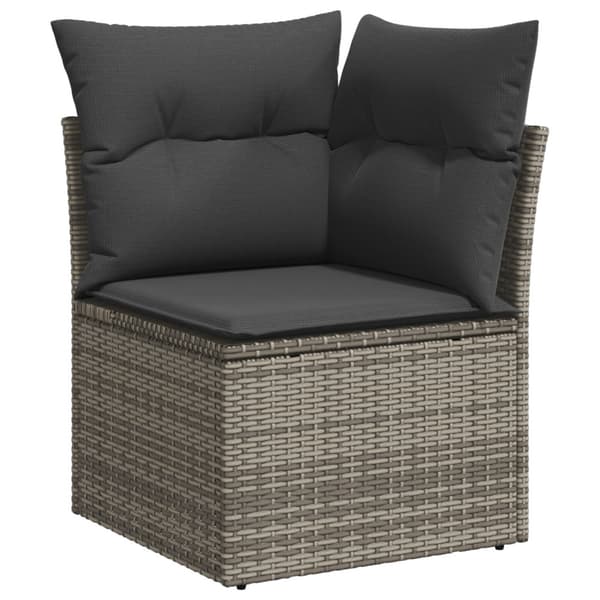 Trädgårdsoffset med kudde 9 pcs Grå Polyrattan