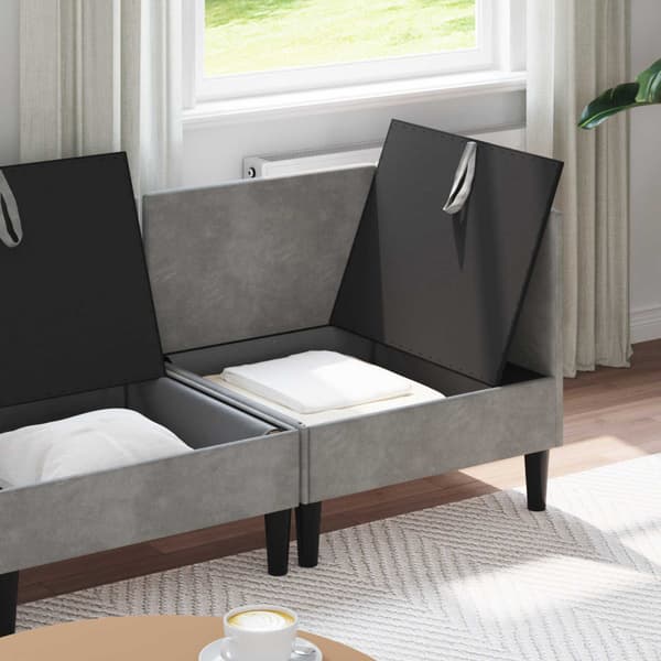 Möbelset för vardagsrummet med kudde 3 pcs Ljusgrå Sammet