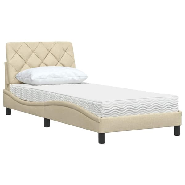 Bed with Mattress Cream 80x200 cm Fabric