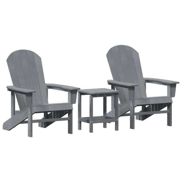 Trädgård Stol 3 pcs Ljusgrå polyeten