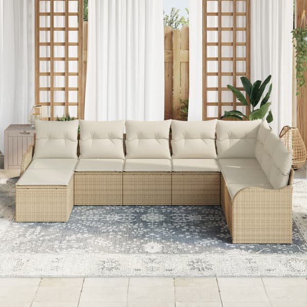 Trädgårdsoffset 8 pcs Beige konstrotting