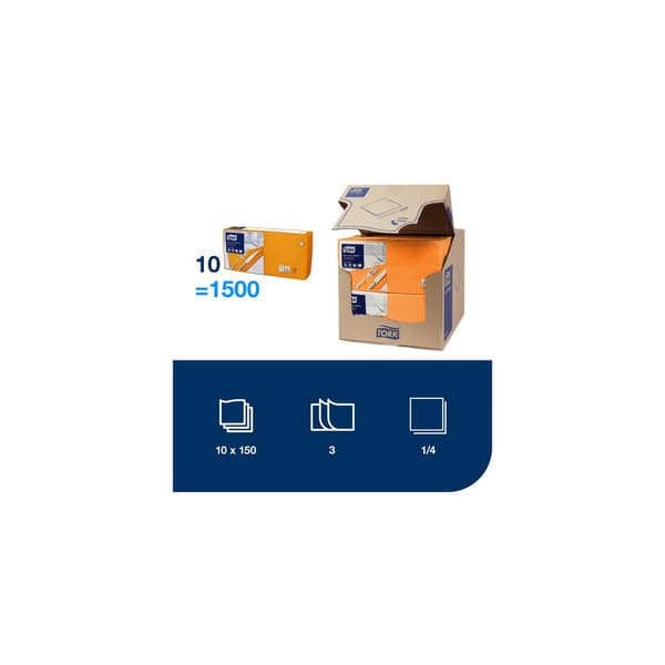 Servett TORK Lunch 3-lags orange 150/fp