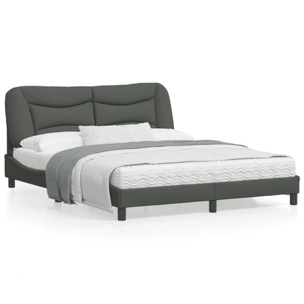 Bed Frame without Mattress "Hvar" Dark Grey 160x200 cm Fabric