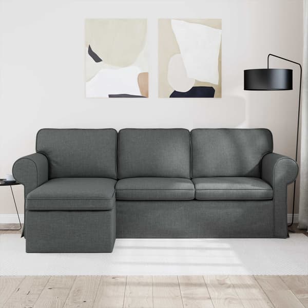 Soffa Mörkgrå 215 x 138 x 80 cm tyg