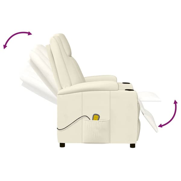 Massagefåtölj gräddvit konstläder