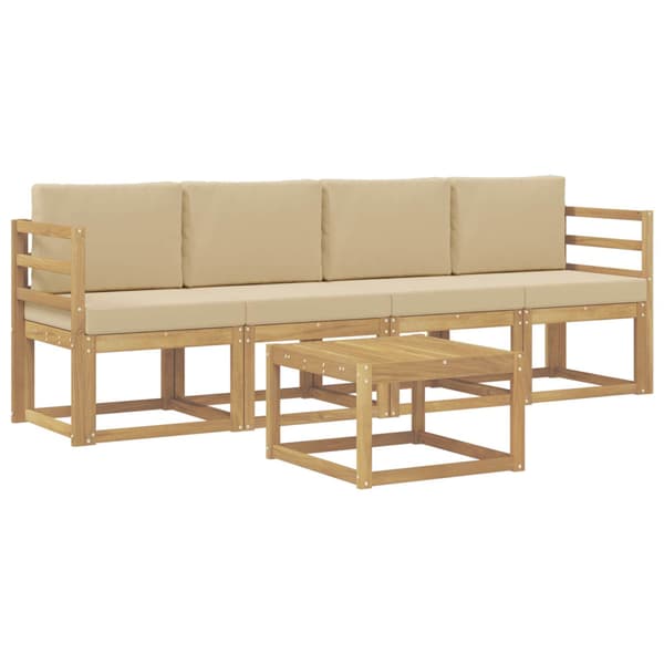 Utomhussoffset med kudde 5 pcs Vit och Beige