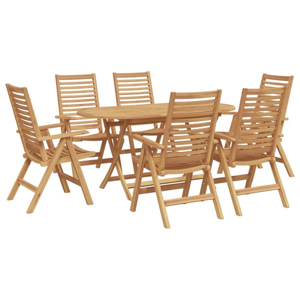 Trädgårdsmöbelset 7 pcs Brun Massivt teakträ