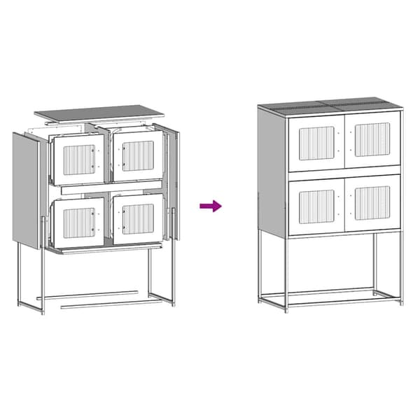 Highboard antracit 68x39x107 cm stål