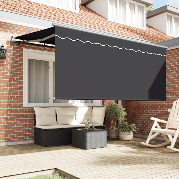 Utfällbar markis Randig Antracit 300 x 200 cm tyg