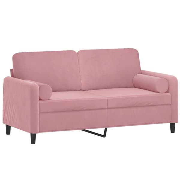 2-sitssoffa med prydnadskuddar rosa 140 cm sammet