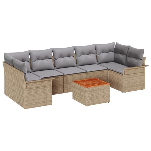 Trädgårdsoffset 8 pcs Beige och Ljusgrå konstrotting