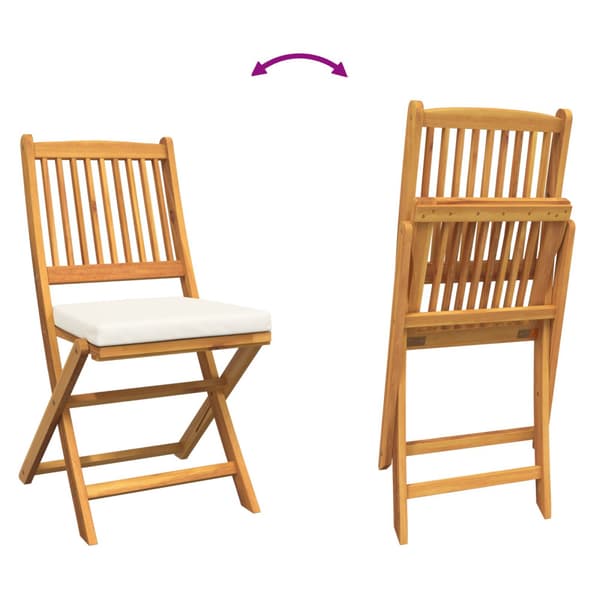 Fällstol med kudde 2 pcs Brun Massivt akaciaträ