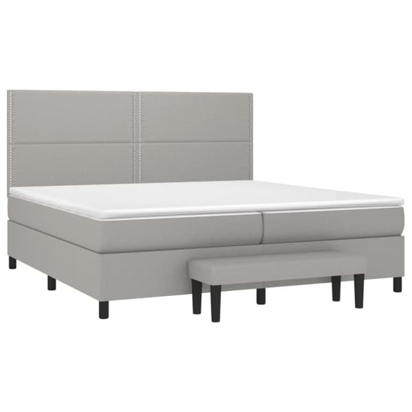 Ramsäng med madrass ljusgrå 200x200 cm tyg