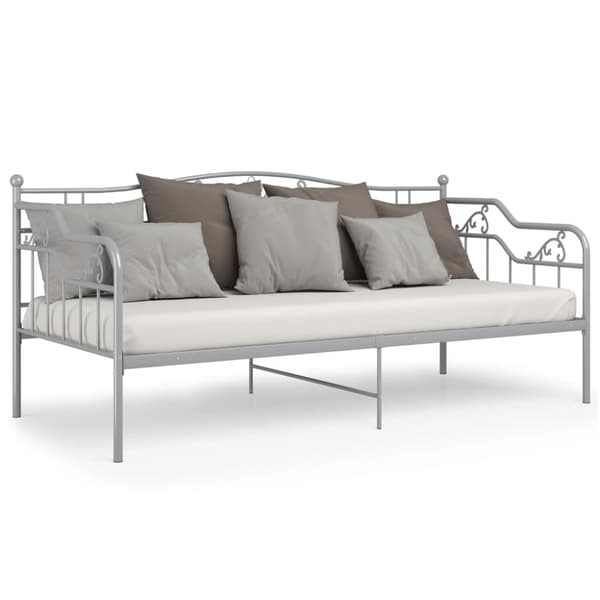Sängram bäddsoffa grå metall 90x200 cm